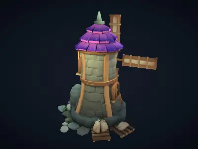 Stylized Poly Windmill Low-poly 3D model