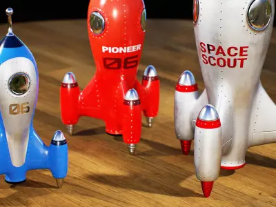  Stylized Rocket Toy Low-poly 3D model