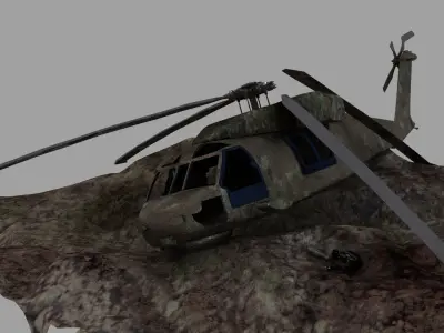 Crashed Helicopter Low-poly 3D model