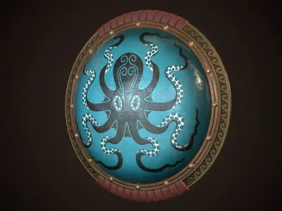 Hoplite Shield Octopus Low-poly 3D model