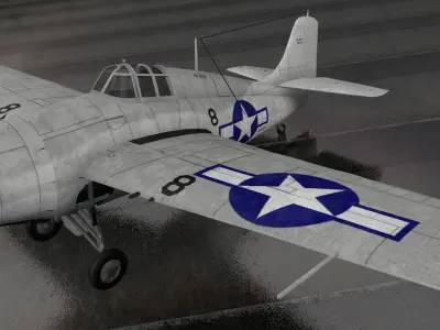 Grumman F4F-3 Wildcat 3D model