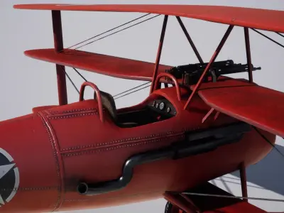 Military Triplane Low-poly 3D model