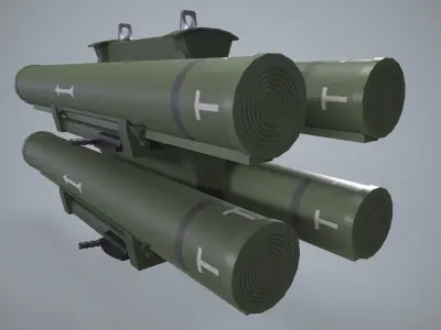  Launcher HOT 3 With Missile Low-poly 3D model