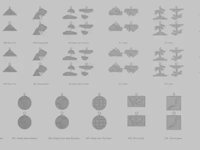 World and Places Pendants Pack Original Blend STL Collection 3D print model