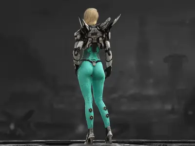 Sci Fi Girl Astronaut Low-poly 3D model