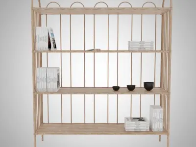 Bamboo Bookcase Free 3D model