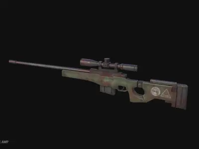 Post apocalyptic AWP Low-poly 3D model