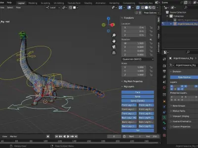 Argentinosaurus Rigged Basemesh Low-poly 3D model