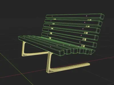 Wooden bench with metal frame Free 3D model