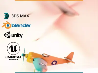 Retro Biplane model pack Low-poly 3D model