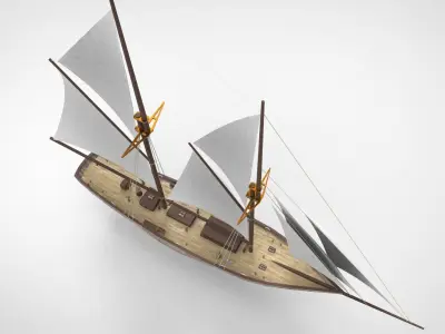Historical sailing yacht 3D model