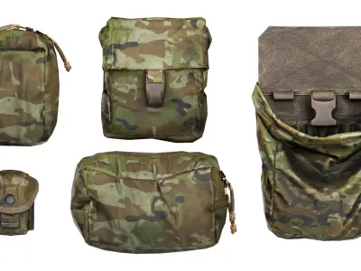 ADA MILITARY POUCHES BUNDLE 01 Low-poly 3D model