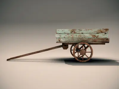Mule Cart Low-poly 3D model