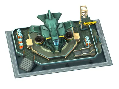 isometrical helicopter parking Low-poly 3D model