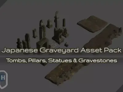 Japanese Graveyard Asset Pack Low-poly 3D model