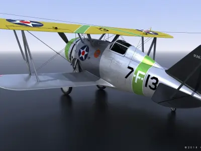 F2F-1 USS Wasp CV-7 1937 Low-poly 3D model