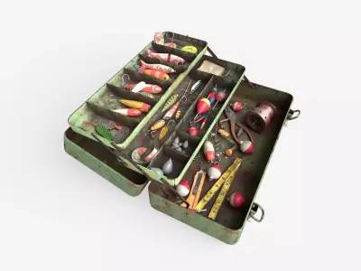 Old Fishing Tackle Box 3D model