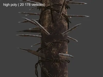 Spiked baseball bat Free low-poly 3D model