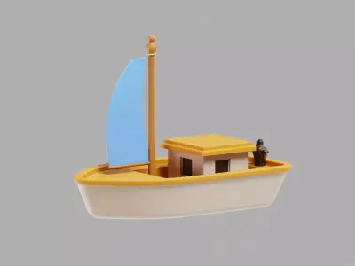 Yacht Cartoon Low-poly 3D model