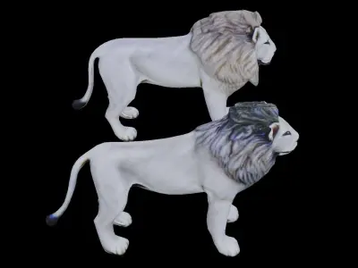 Realistic white lion low poly Low-poly 3D model
