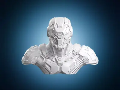 Sci Fi Robot Bust Armored Design 3D print model