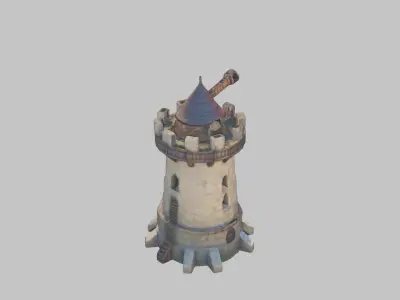 Lowpoly STylized medieval fantasy tower Low-poly 3D model