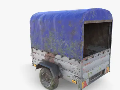 Cargo Trailer v4 weathered Low-poly 3D model