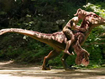 Feathered Raptor - Rigged - Blender  Low-poly 3D model