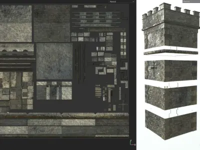 Medieval Modular Tower Builder Low-poly 3D model