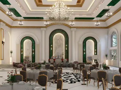 Neoclassical Banquet Hall Exterior Realistic 3D Model 3D model