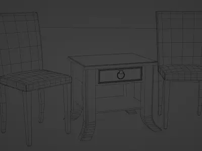 Set Wooden Furniture 10 3D model