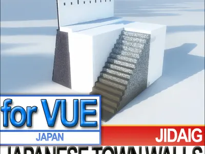 Japanese Fortified Town Walls Kit 3D model