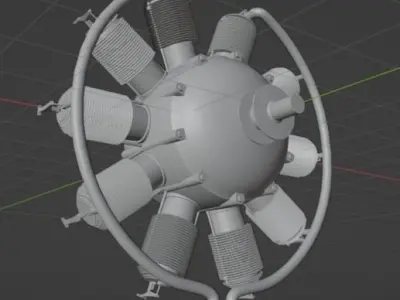 Anzani 10-cylinder radial aircraft engine 3D model