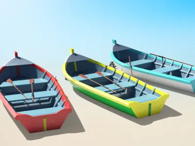 Painted Fishing Boat Low-poly 3D model