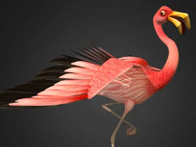 Flamingo bird Low-poly 3D model