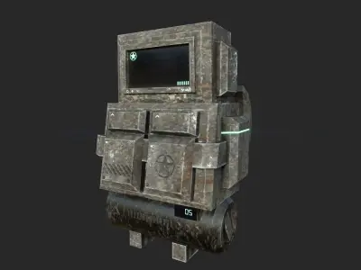 Sci-Fi Military Backpack - Character Design - Camouflage Low-poly 3D model