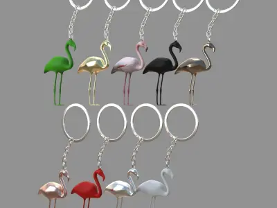  flamingo keychain collection of 9 3D model