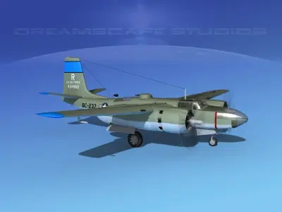 Douglas B-26C Invader V02 USAF Korea 3D model