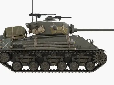  American Tank M4 Sherman Low-poly 3D model