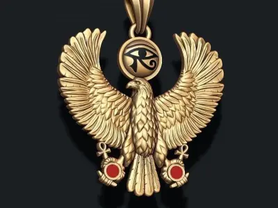 Egyptian Horus Falcon God pendant realistic 3D print model