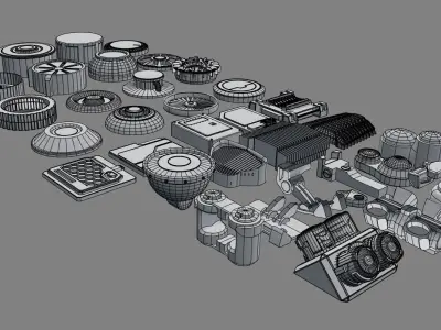 Scifi kitbash kit 3D model