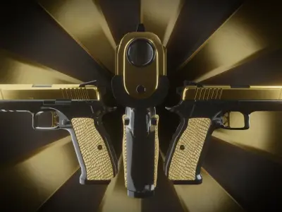 Pistol CZ 75 Golden Gangsta Low-poly 3D model