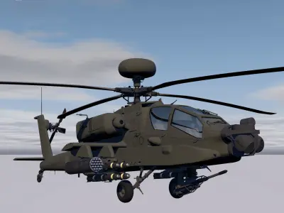 AH64E Apache Longbow Helicopter Green Clean 3D model