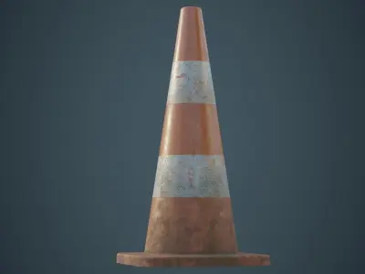 Traffic Cone 4B Low-poly 3D model
