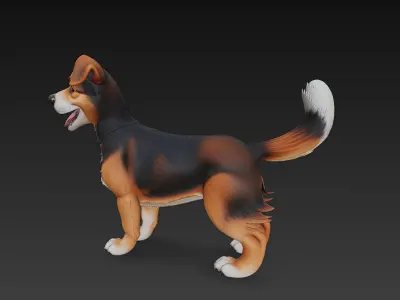 Dog Realistic 3D Model Basic - Low Poly Realistic Low-poly 3D model