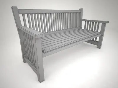 Wooden Bench 3D model 7