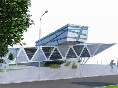 Modern Museum Building Low-poly 3D model