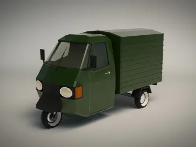 Low Poly Three Wheeled Van 02 Low-poly 3D model