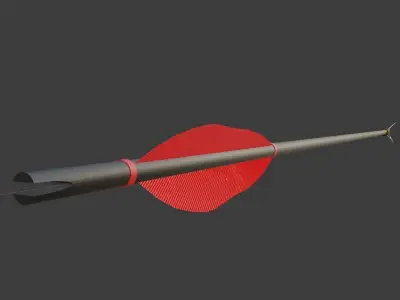Realistic Arrow Game Ready rocket with golden tip Low-poly 3D model