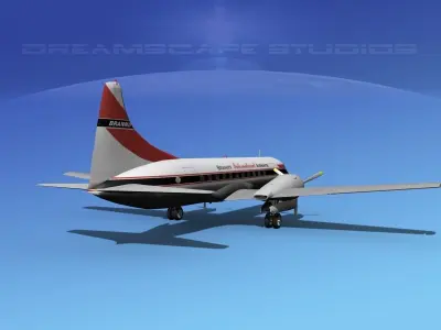 Convair CV-340 Braniff 3D model